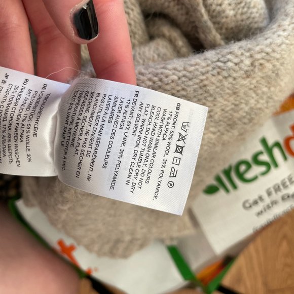 Toteme Cashmere Cardigan Sweater Beige Button Up Ribbed Trim V-Neck Large - Picture 5 of 13